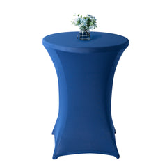 Table Tek Round Blue Spandex Table Cover - Bar Height - 36