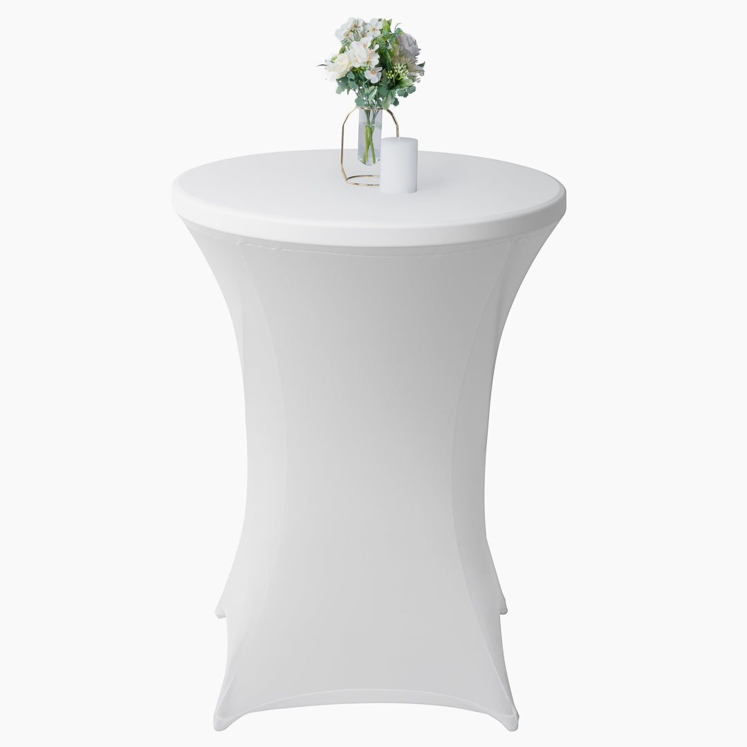 Table Tek Round White Spandex Table Cover - Bar Height - 36" - 1 count box