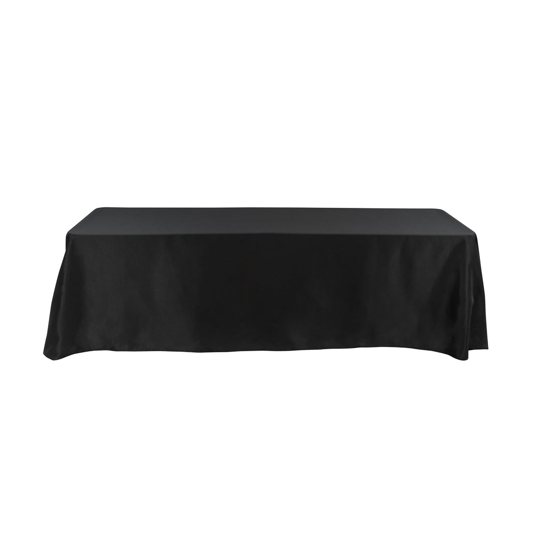 Table Tek Rectangle Black Polyester Cloth Table Cover - Hemmed - 90" x 132" - 1 count box