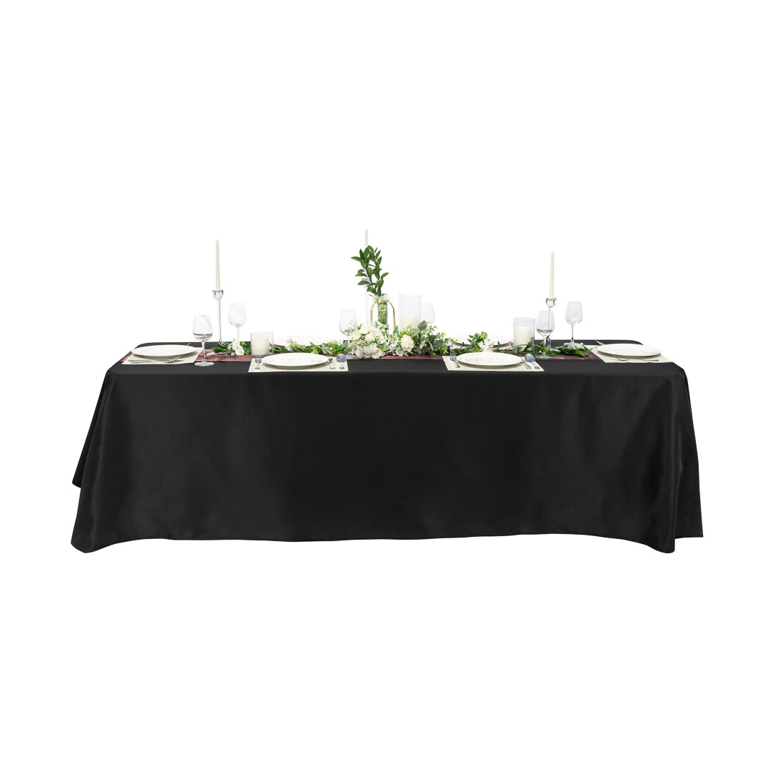 Table Tek Rectangle Black Polyester Cloth Table Cover - Hemmed - 90" x 132" - 1 count box