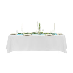 Table Tek Rectangle White Polyester Cloth Table Cover - Hemmed - 90