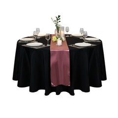 Table Tek Round Black Polyester Cloth Table Cover - Hemmed - 120