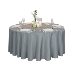 Table Tek Round Gray Polyester Cloth Table Cover - Hemmed - 120