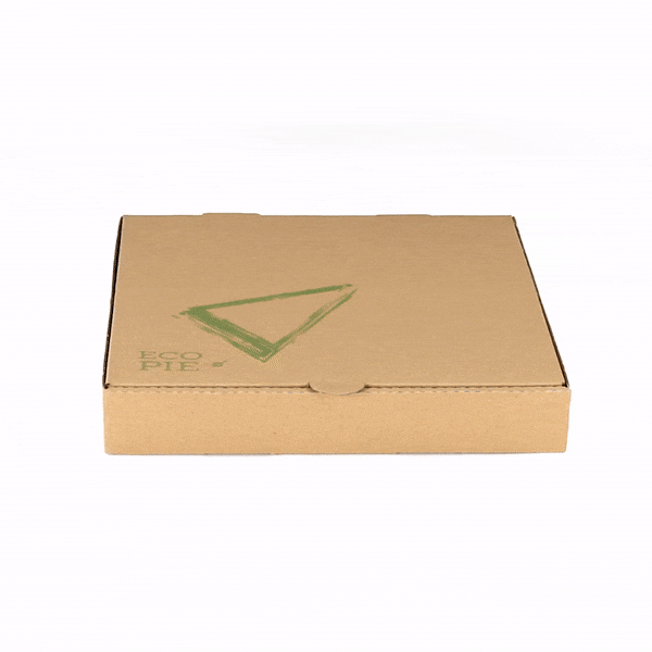 Eco Pie Kraft and Green Paper Corrugated Pizza Box - Repurpose for Plates - 10 3/4" x 10 3/4" x 1 3/4" - 50 count box