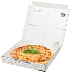 Eco Pie Newsprint and White Paper Corrugated Pizza Box - Repurpose for Plates - 10 3/4