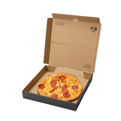 Eco Pie Kraft and Black Paper Corrugated Pizza Box - Repurpose for Plates - 12 1/2