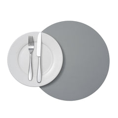 Chef 101 Round Gray Vinyl Placemat - Embossed - 15