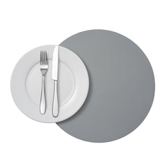 Round Gray Vinyl Placemat - Embossed - 15