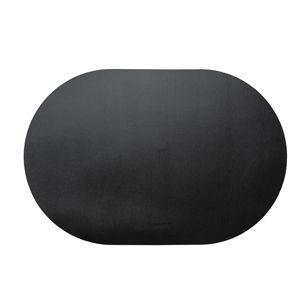 Chef 101 Oval Black Vinyl Placemat - Embossed - 17 3/4" x 12" - 6 count box
