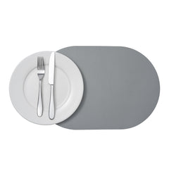 Oval Gray Vinyl Placemat - Embossed - 17 3/4