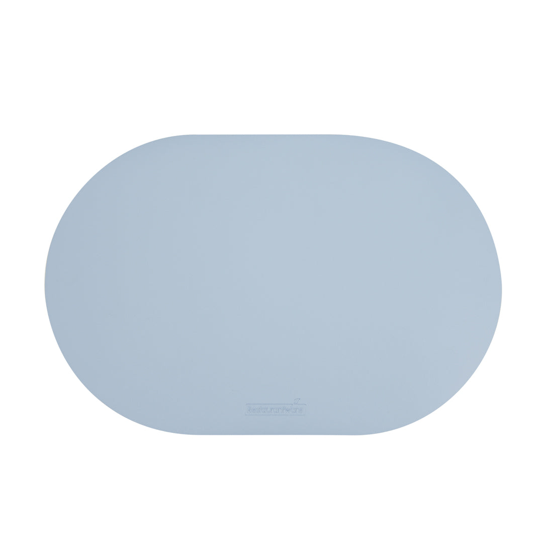 Chef 101 Oval Light Blue Vinyl Placemat - Embossed - 17 3/4" x 12" - 6 count box