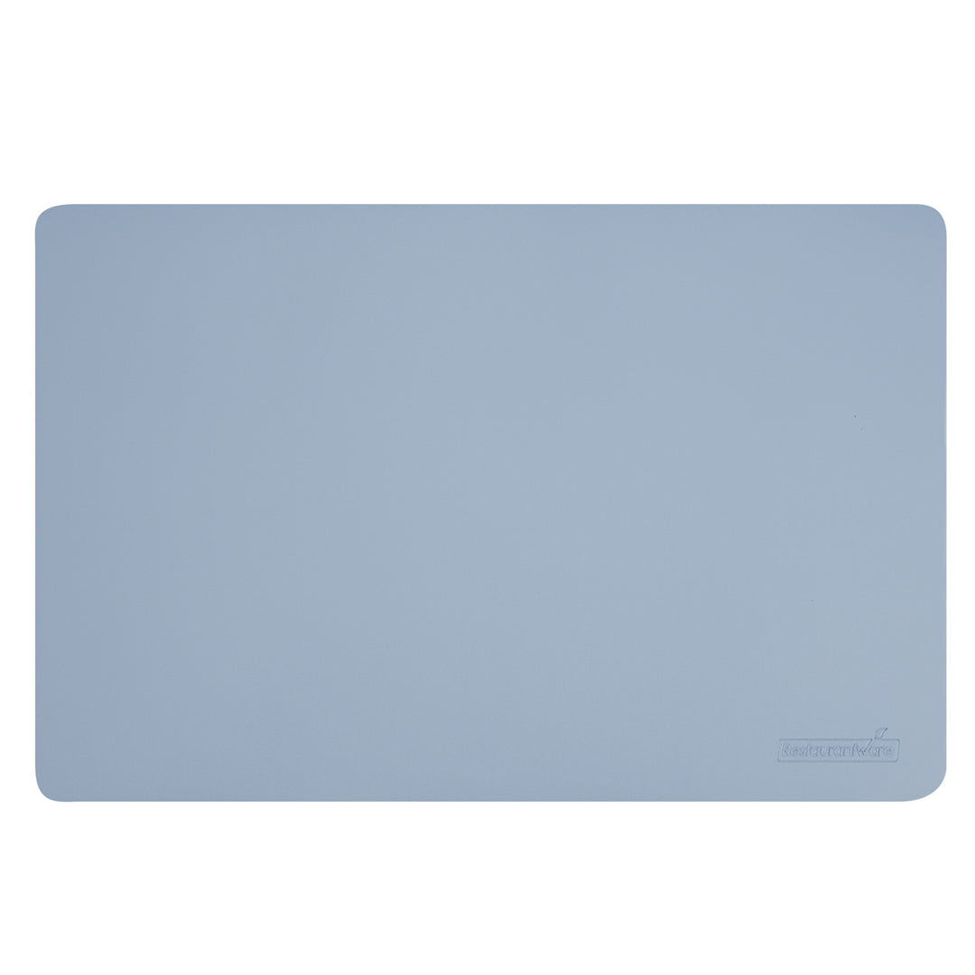 Chef 101 Rectangle Light Blue Vinyl Placemat - Embossed - 17 3/4" x 12" - 6 count box