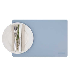 Chef 101 Rectangle Light Blue Vinyl Placemat - Embossed - 17 3/4