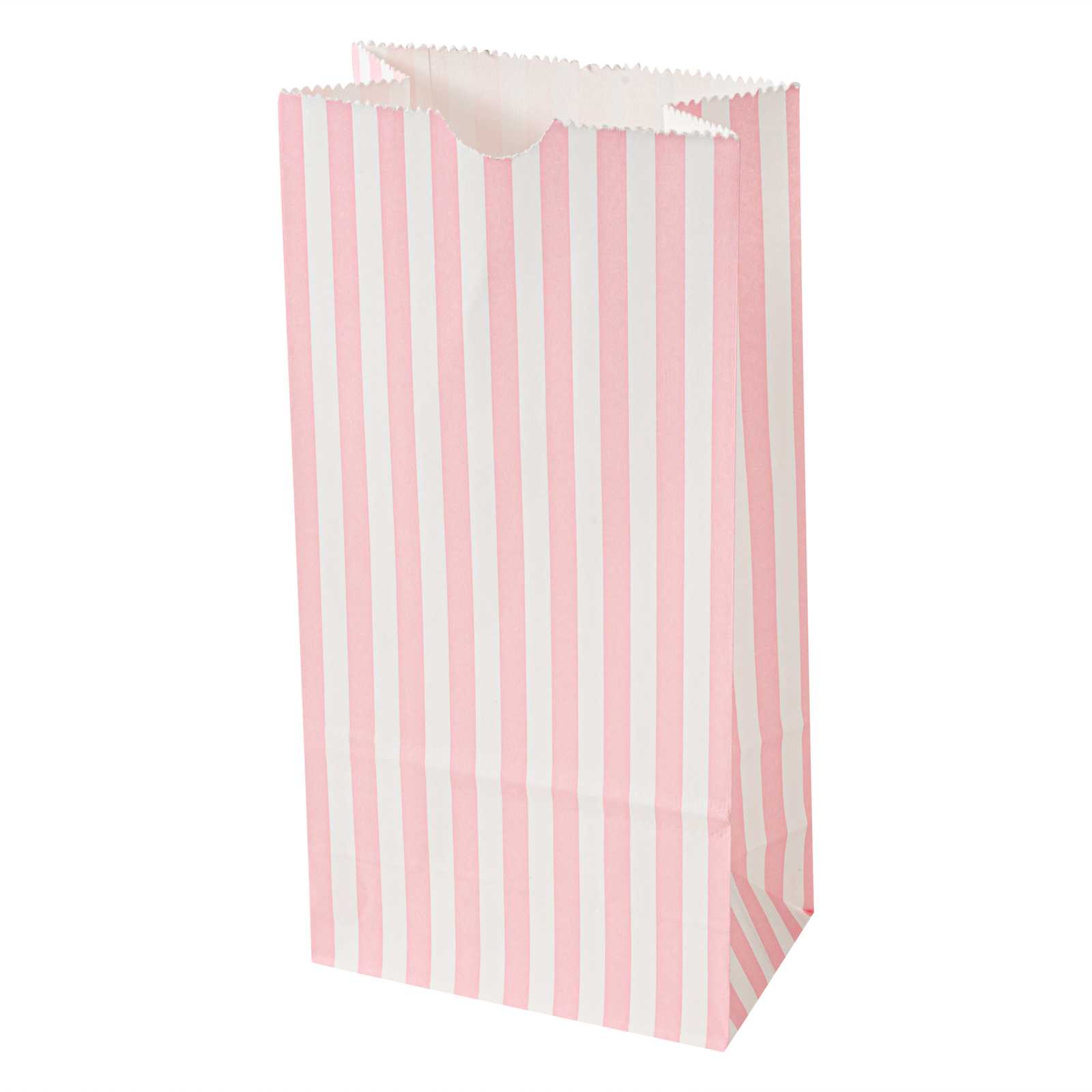 Bag Tek Pink and White Stripe Paper Bag - 2 lb - 4 1/4" x 2 1/4" x 8 1/2" - 2000 count box