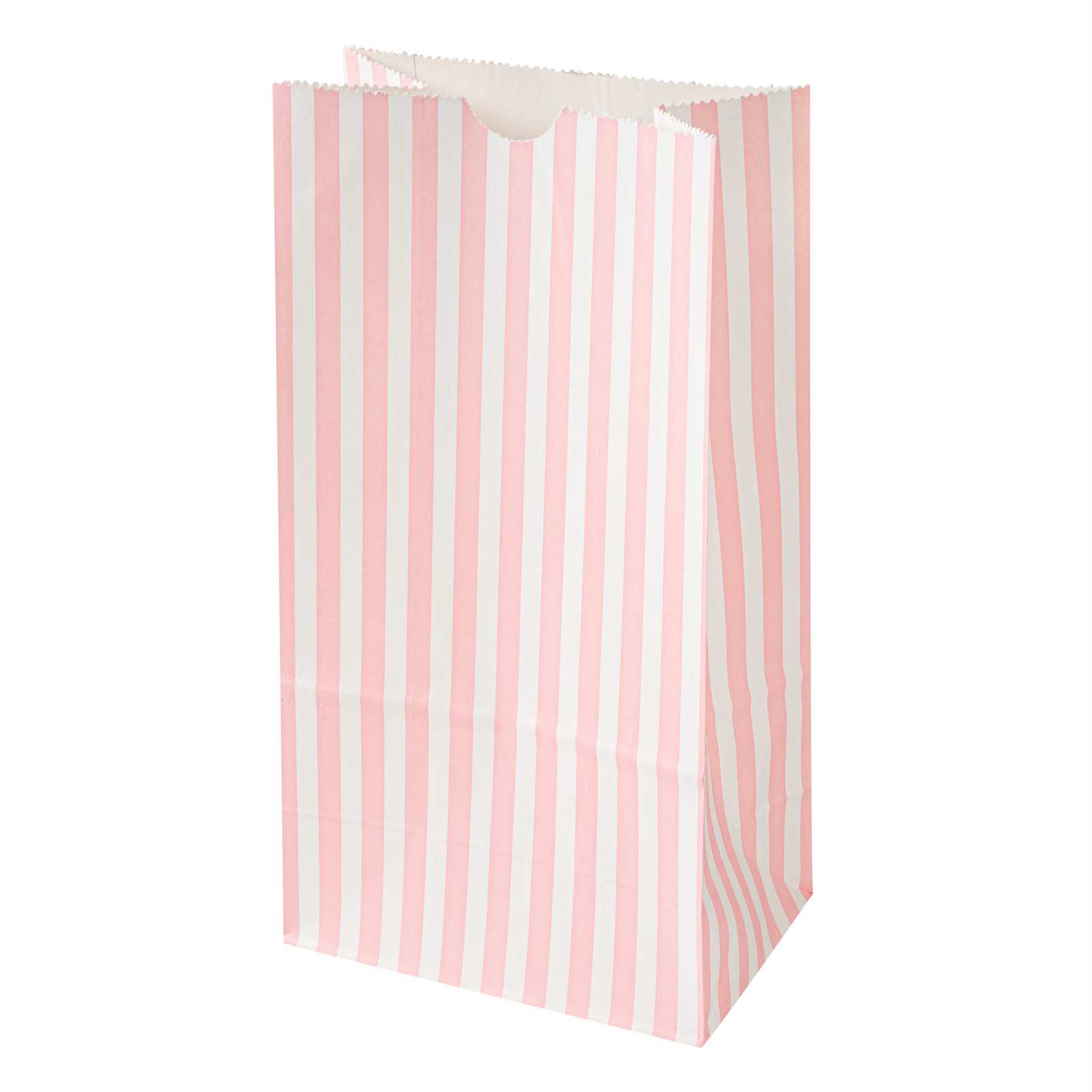 Bag Tek Pink and White Stripe Paper Bag - 4 lb - 5" x 3 1/4" x 9 1/2" - 1000 count box