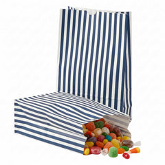 Bag Tek Blue and White Stripe Paper Bag - 12 lb - 7