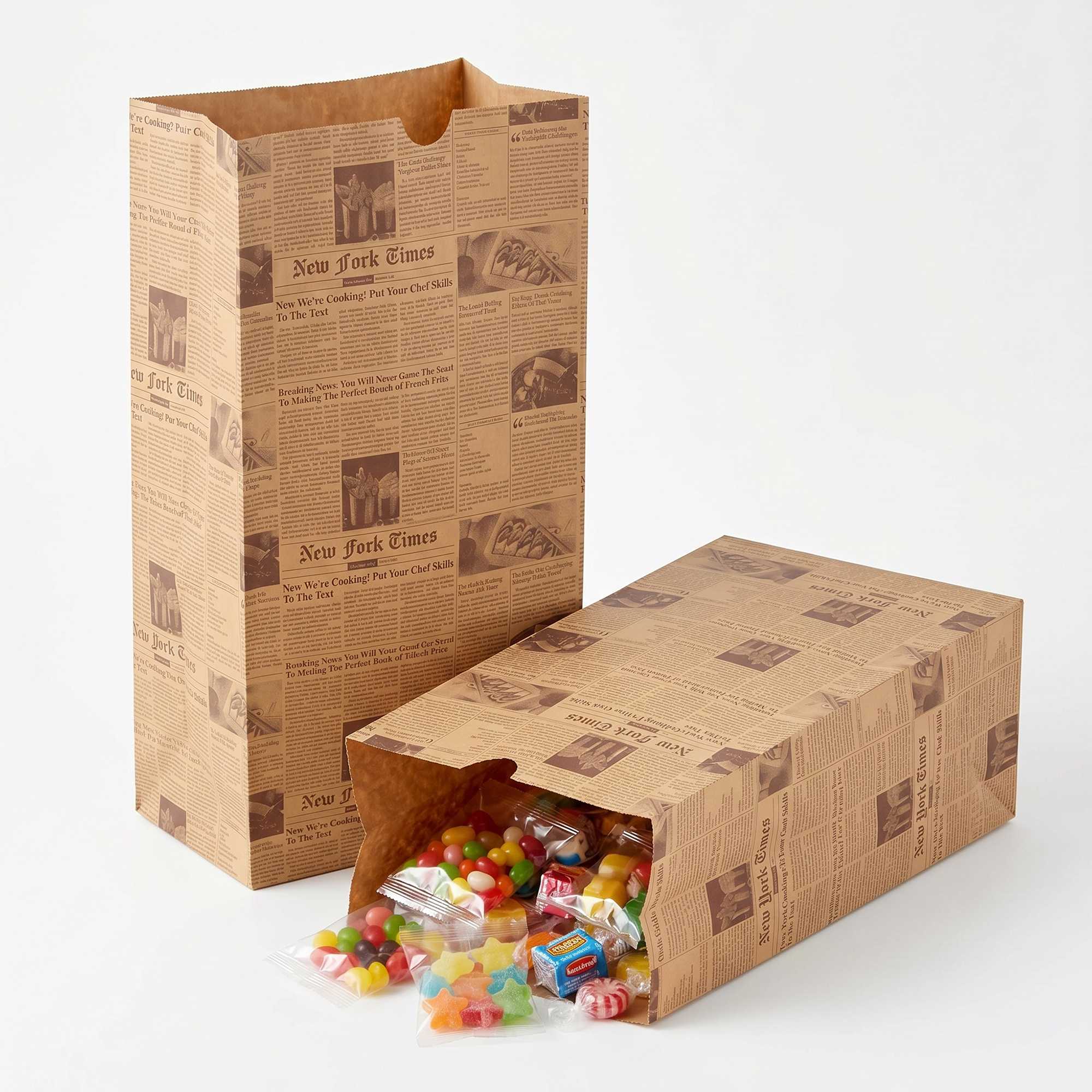 Bag Tek Kraft Newsprint Paper Bag - 12 lb - 7" x 4 1/4" x 12 1/2" - 100 count box