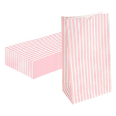 Bag Tek Pink and White Stripe Paper Bag - 12 lb - 7