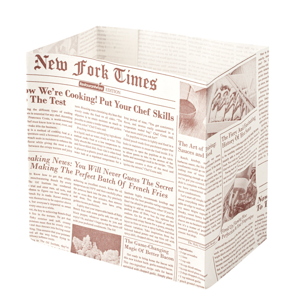 Bag Tek Sepia Newsprint Paper Small Snack Bag - 4" x 2 1/4" x 3 3/4" - 100 count box