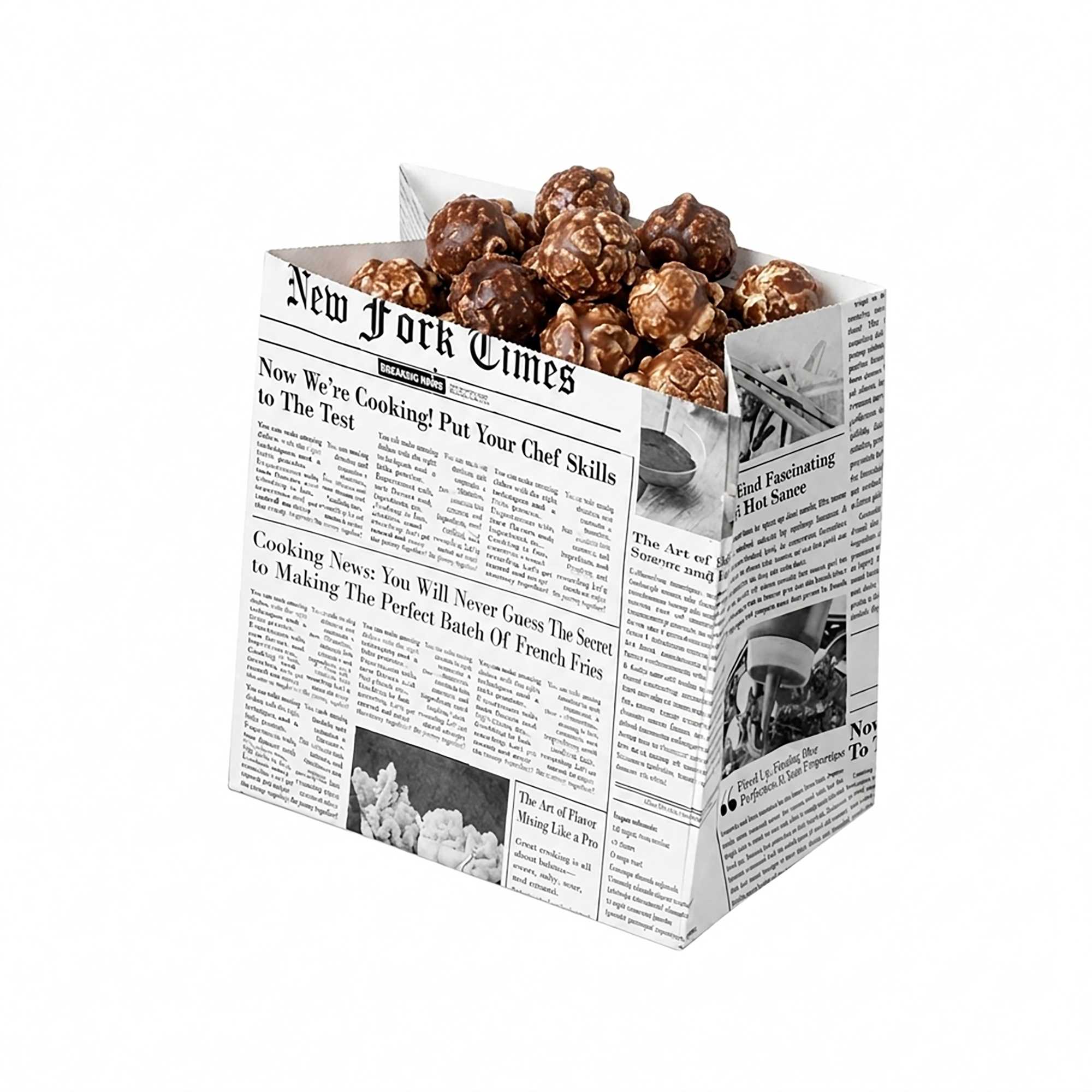 Bag Tek Newsprint Paper Small Snack Bag - 4" x 2 1/4" x 3 3/4" - 100 count box