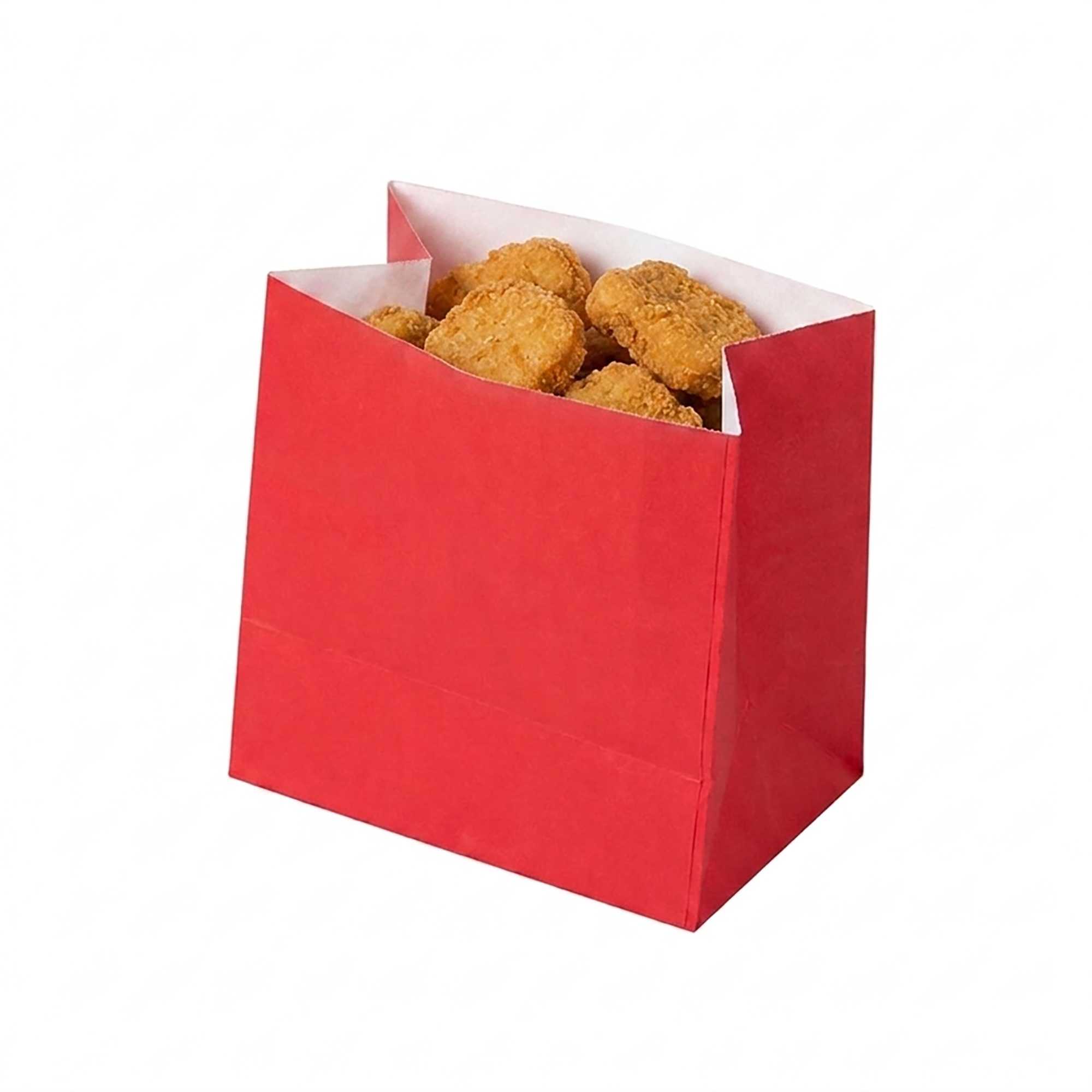 Bag Tek Red Paper Small Snack Bag - 4" x 2 1/4" x 3 3/4" - 100 count box