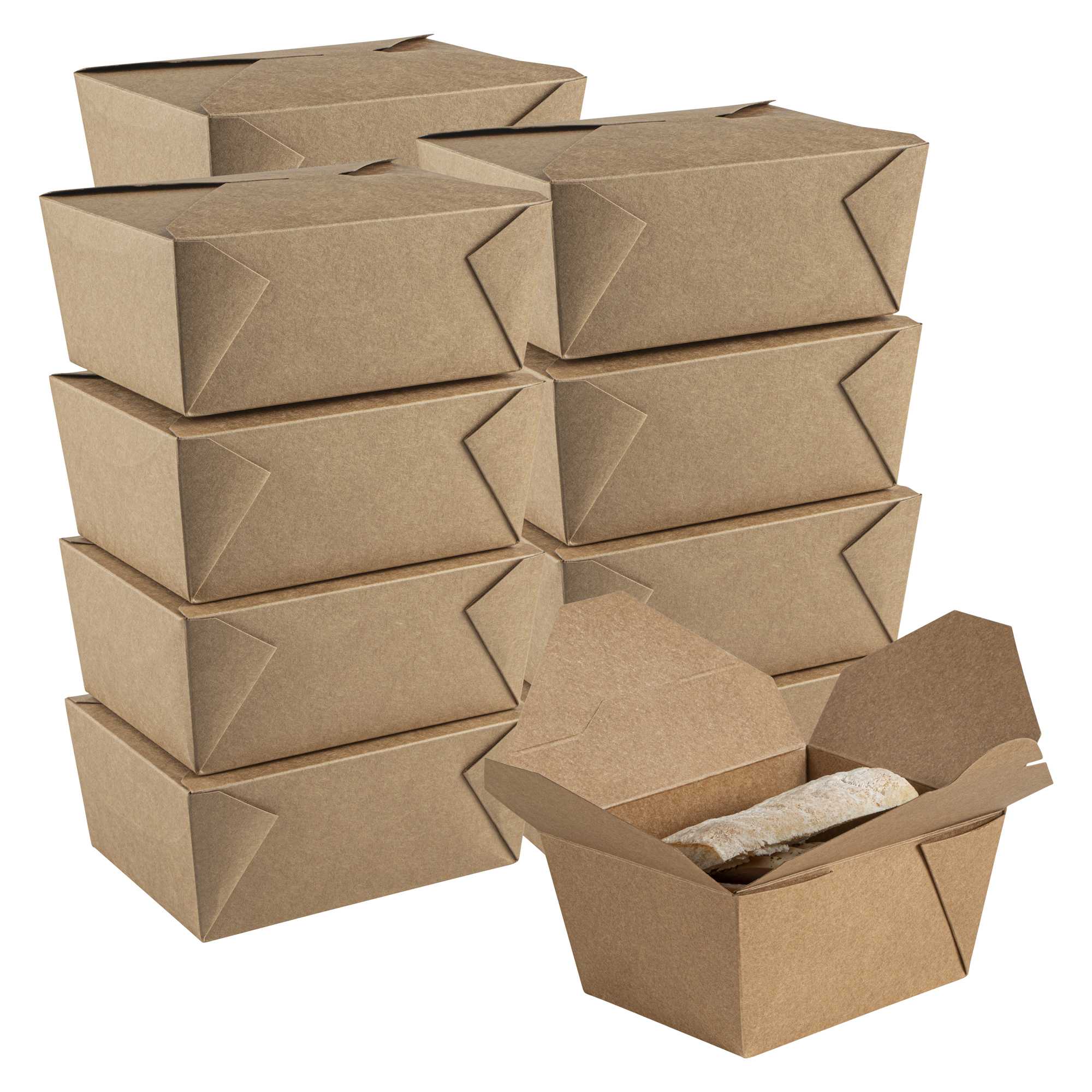 Bio Tek 30 oz Rectangle Kraft Paper Microwavable #1 Bio Box Take Out Container - 5" x 4" x 2 1/2" - 50 count box