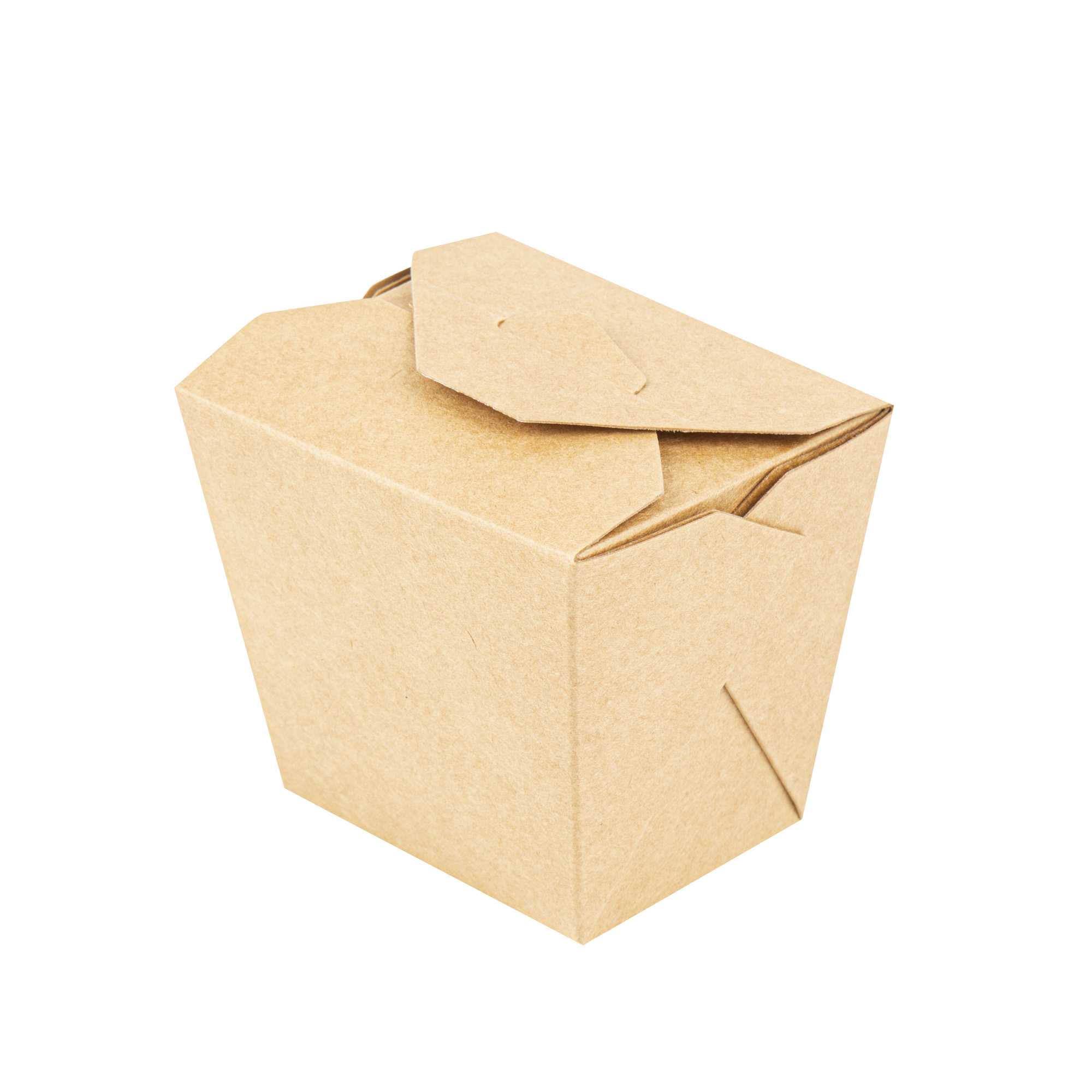 Bio Tek 16 oz Square Kraft Paper Microwavable Noodle Take Out Container - 3 1/2" x 3" x 3 1/4" - 25 count box