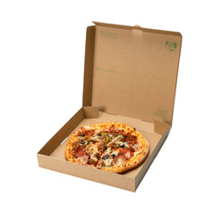 Eco Pie Kraft and Green Paper Corrugated Pizza Box - Repurpose for Plates - 14 1/2