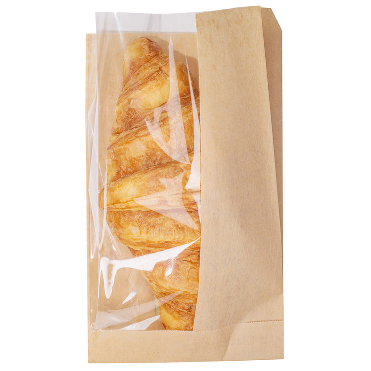 Bag Tek Rectangle Kraft Paper Small Bread Bag with Side Window