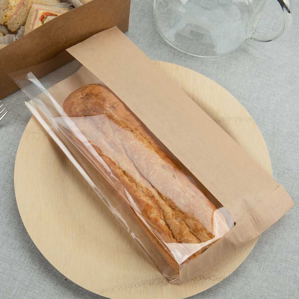 Bag Tek Kraft Paper Small Bread Bag - with Side Window - 4 3/4" x 2 3/4" x 8 1/2" - 1000 count box
