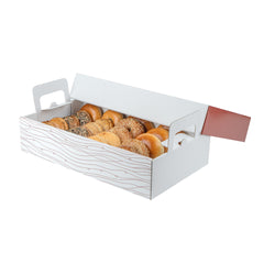 Cater Tek Rectangle White and Brown Paper Catering Tray - with Cover - 20