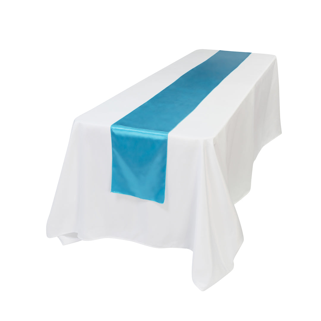 Table Tek Sky Blue Satin Table Runner - 12" x 108" - 10 count box