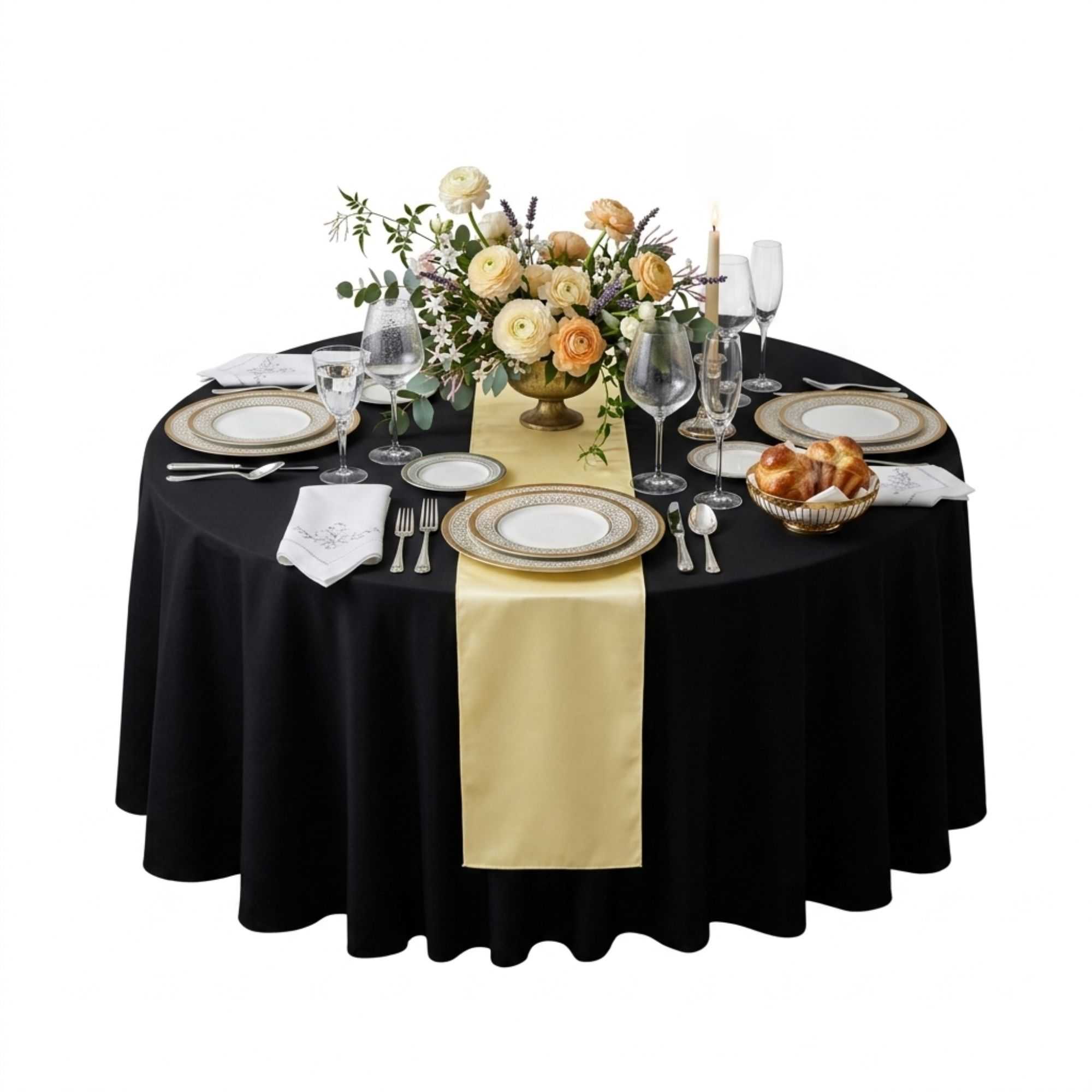 Table Tek Light Yellow Satin Table Runner - 12" x 108" - 10 count box