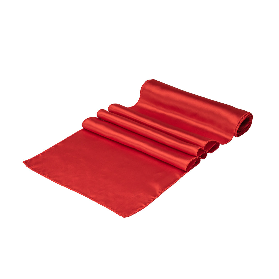 Table Tek Red Satin Table Runner - 12" x 108" - 1 count box