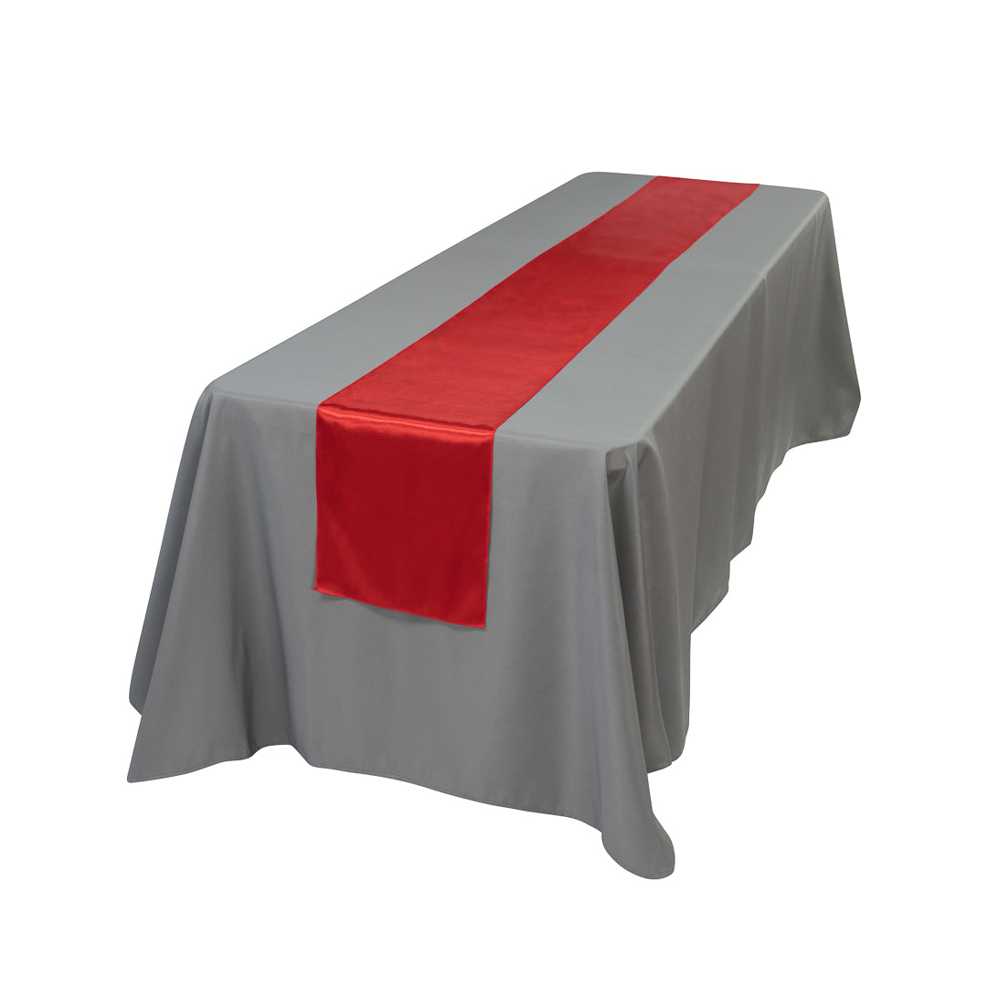 Table Tek Red Satin Table Runner - 12" x 108" - 1 count box
