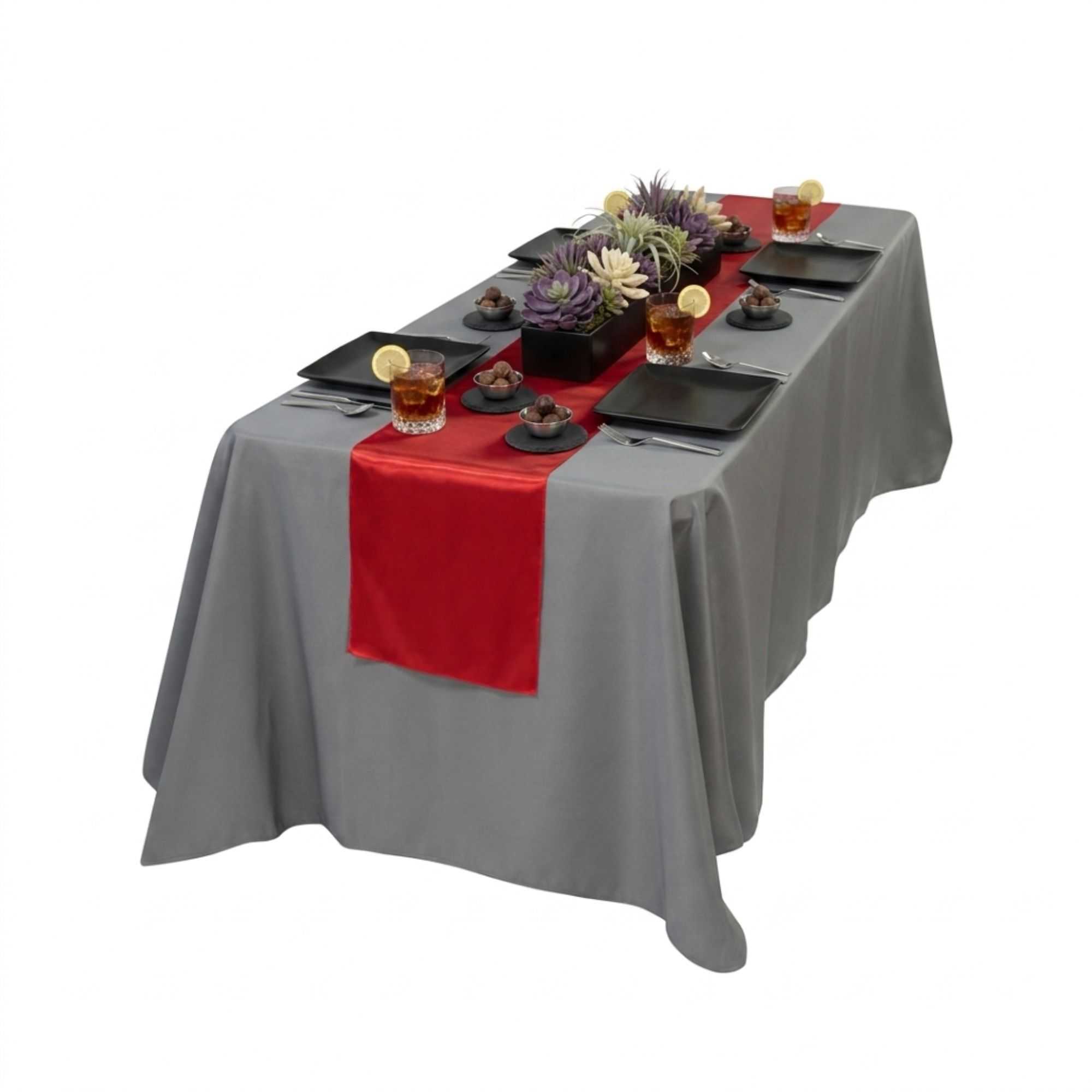 Table Tek Red Satin Table Runner - 12" x 108" - 300 count box