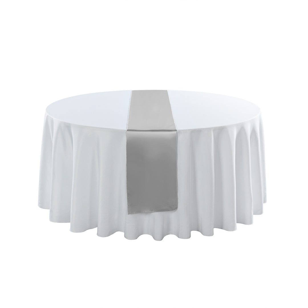 Table Tek Silver Satin Table Runner - 12" x 108" - 1 count box