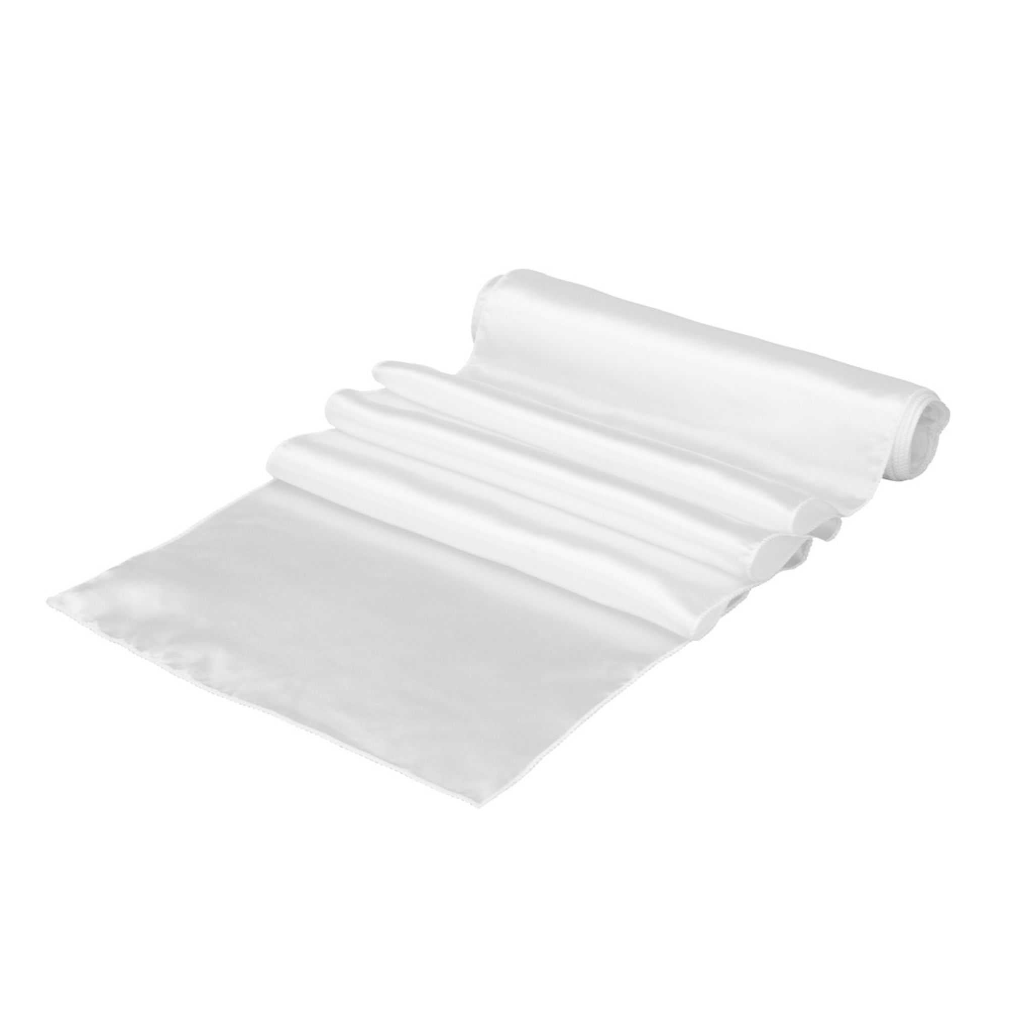 Table Tek White Satin Table Runner - 12" x 108" - 10 count box