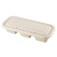 Pulp Tek Rectangle Natural Sugarcane / Bagasse Lid - Fits Catering Container - 100 count box