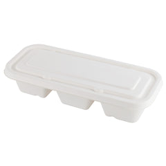 Pulp Tek Rectangle White Sugarcane / Bagasse Lid - Fits Catering Container - 100 count box