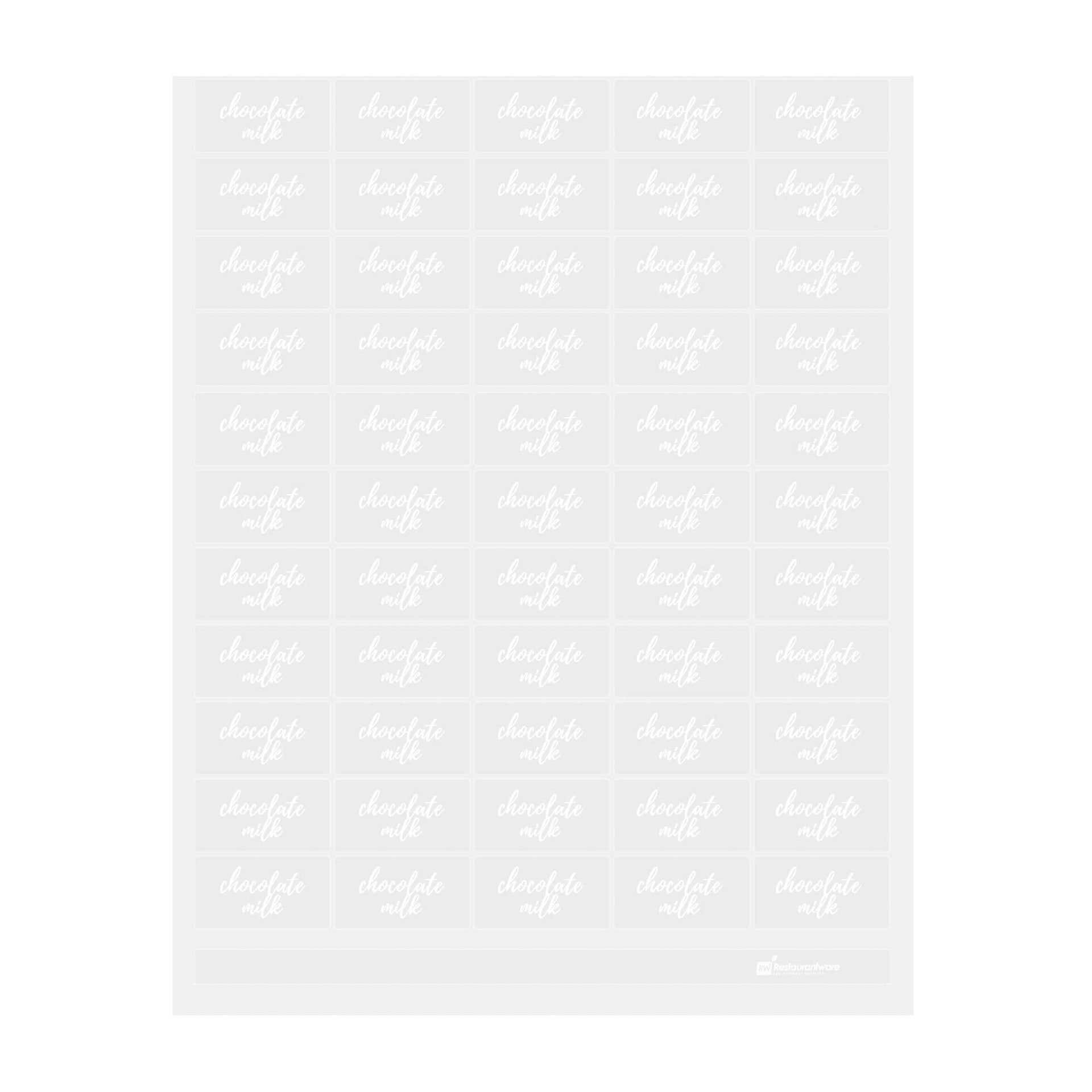Label Tek Plastic Chocolate Milk Label - Clear with White Font, Water-Resistant - 2" x 1" - 100 count box
