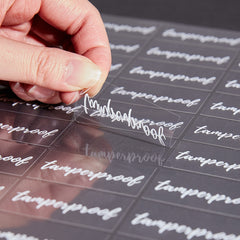 Label Tek Plastic Tamperproof Label - Clear with White Font, Water-Resistant - 2
