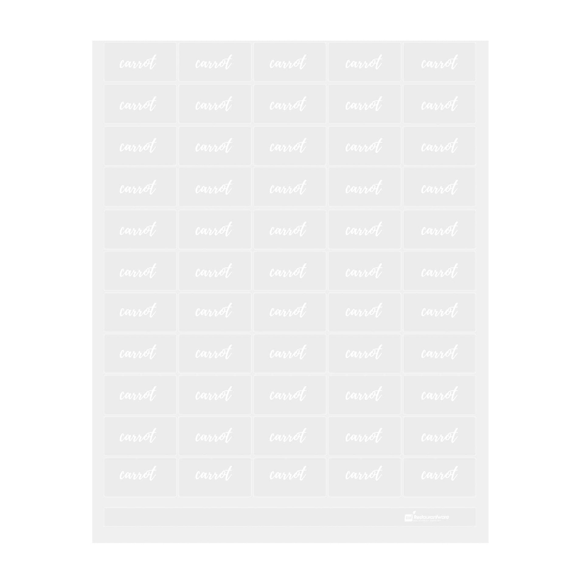 Label Tek Plastic Carrot Label - Clear with White Font, Water-Resistant - 2" x 1" - 100 count box