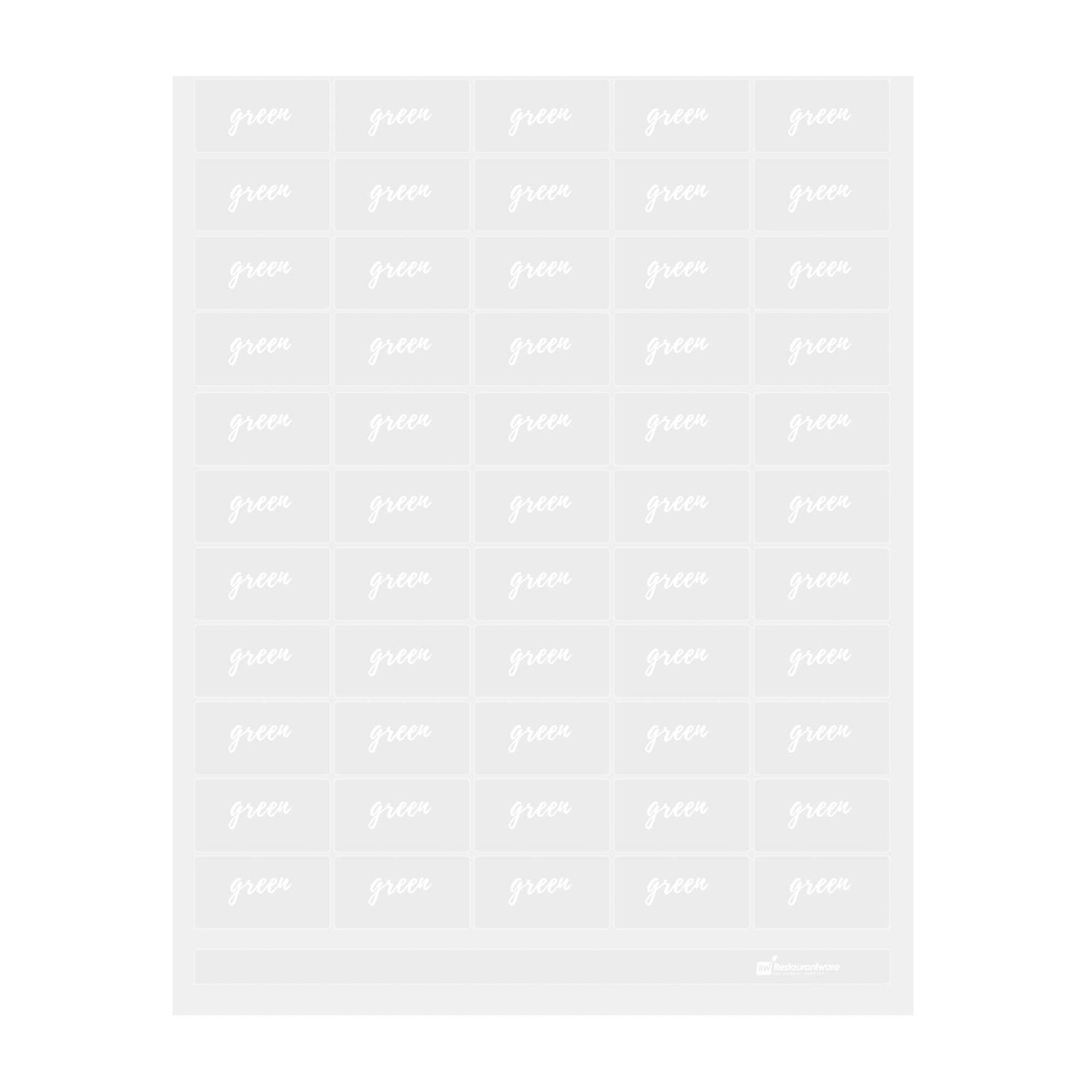 Label Tek Plastic Green Label - Clear with White Font, Water-Resistant - 2" x 1" - 100 count box