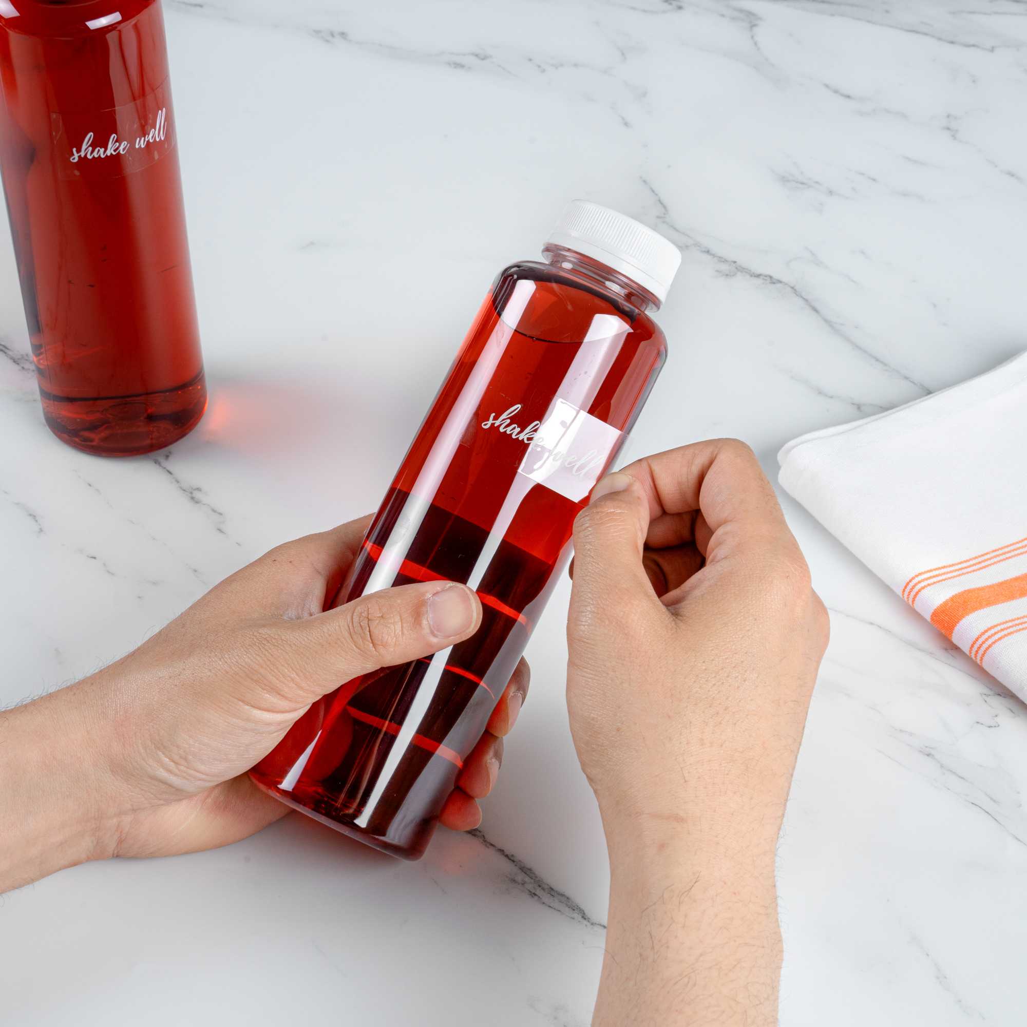 Label Tek Plastic Shake Well Label - Clear with White Font, Water ...