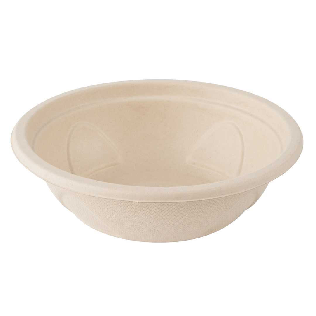 Pulp Tek 25 oz Round Natural Sugarcane / Bagasse Deco Bowl - 7" x 7" x 2" - 400 count box