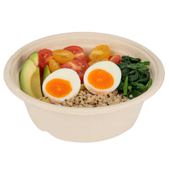 Pulp Tek 30 oz Round Natural Sugarcane / Bagasse To Go Bowl - 7