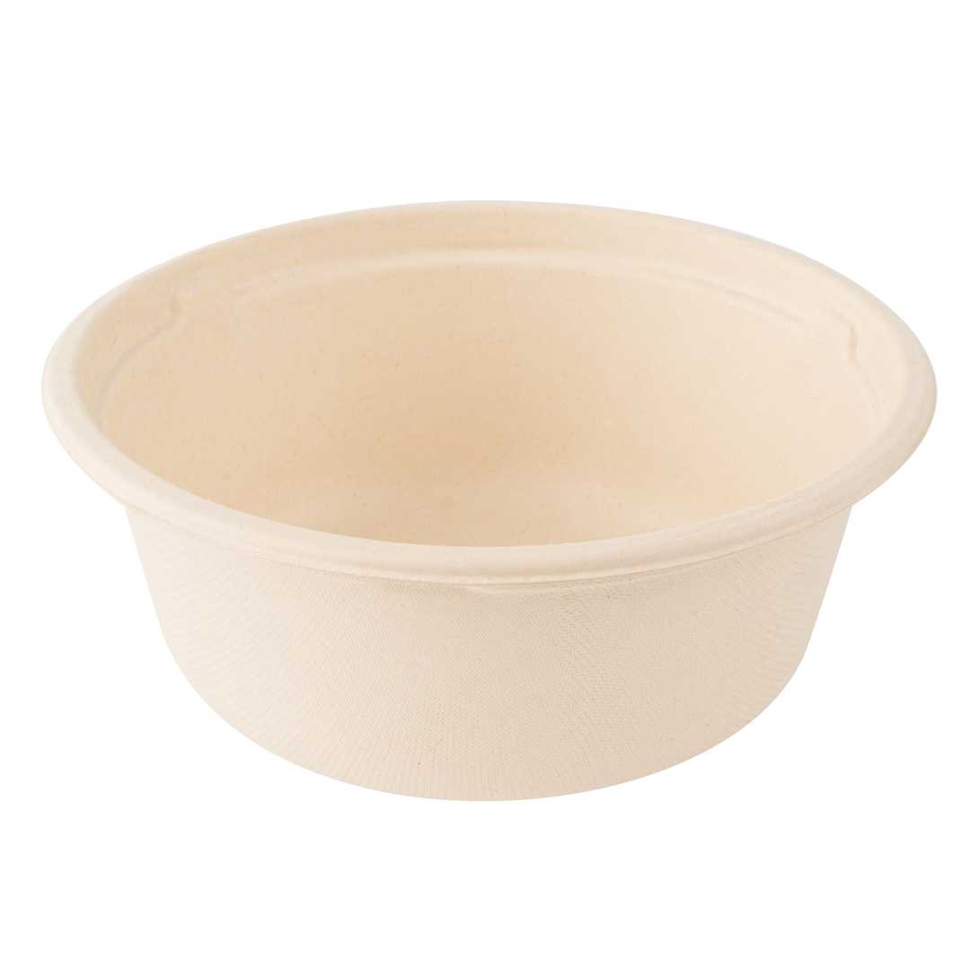 Pulp Tek 37 oz Round Natural Sugarcane / Bagasse To Go Bowl - 7" x 7" x 3" - 25 count box