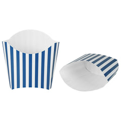 Bio Tek 3 oz Blue and White Stripe Paper Fry Cup / Snack Container - 4 1/2