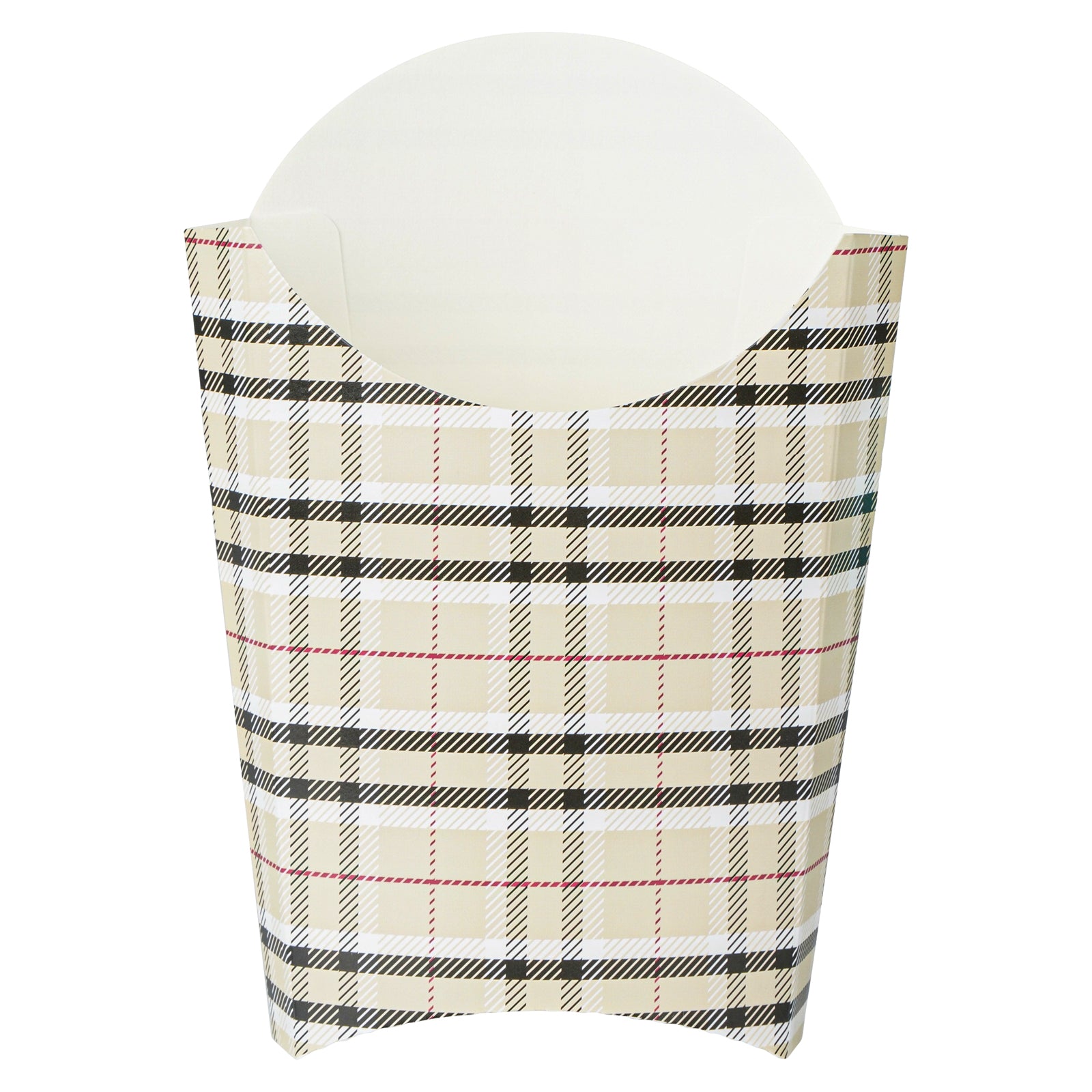 Bio Tek 4 oz Plaid Paper Fry Cup / Snack Container - 4 3/4" x 3 1/2" x 5" - 100 count box